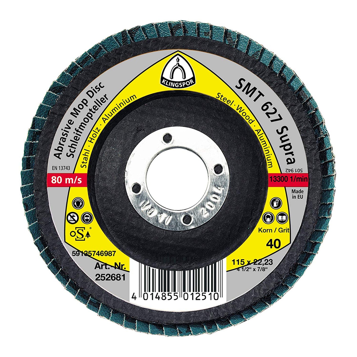 ŚCIERNICA TALERZOWA LISTKOWA 115mm gr.50 SMT 627 KLINGSPOR (10 sztuk)