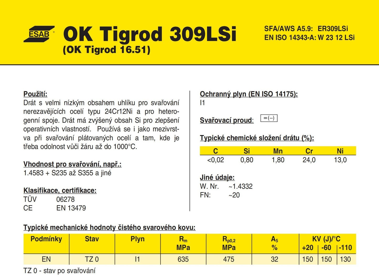 Pręt spawalniczy ESAB Tigrod 309 Lsi fi 2.4 / 5kg